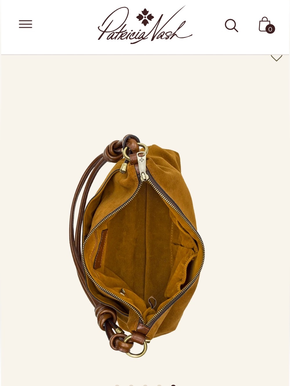 Patricia Nash Irma bag in cognac suede brass hardware NWT - Picture 4 of 6